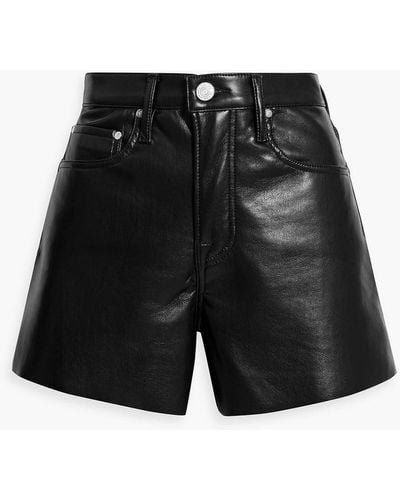 FRAME Stretch-leather Shorts - Black