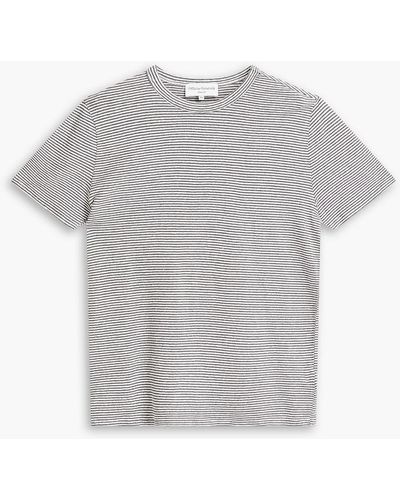 Officine Generale Slim-fit Striped Cotton-blend Jersey T-shirt - Grey