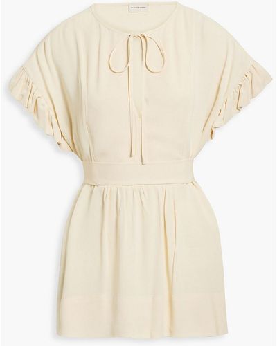 By Malene Birger Ruffled Crepe De Chine Tunic - Natural