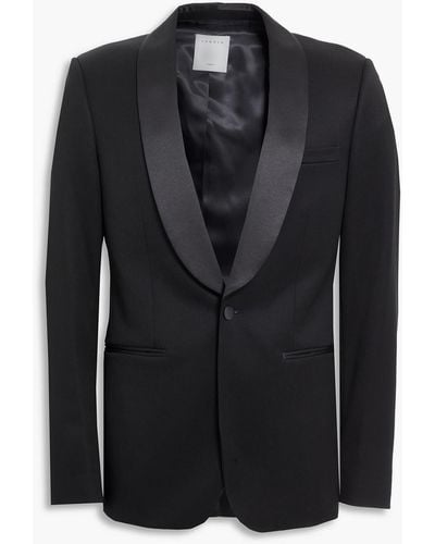 Sandro Satin-trimmed Wool-blend Tuxedo Jacket - Black
