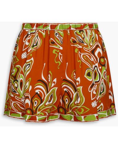 Emilio Pucci Printed Mousseline Shorts - Orange