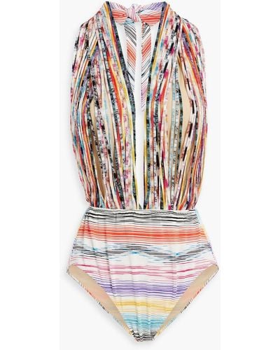 Missoni Mare Space-dyed Crochet-knit Halterneck Swimsuit - White