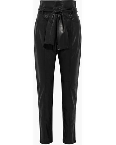 IRO Eldred Belted Leather Tapered Pants - Black