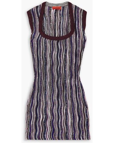Missoni Sequined Metallic Crochet-knit Mini Dress - Purple