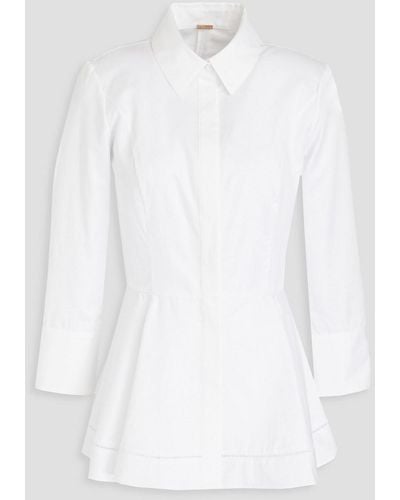 Adam Lippes Cotton-poplin Peplum Shirt - White