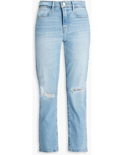 FRAME Le high straight hoch sitzende cropped jeans mit geradem bein in distressed-optik - Blau