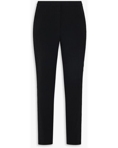 Emporio Armani Crystal-embellished Stretch-crepe Tapered Trousers - Black