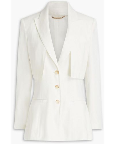 Alberta Ferretti Convertible Cutout Linen-blend Twill Blazer - White
