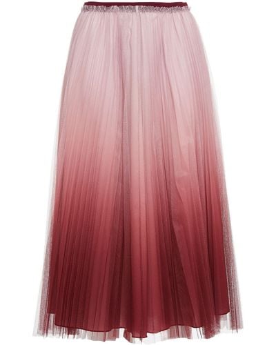 RED Valentino Pleated Dégradé Tulle Midi Skirt - Red