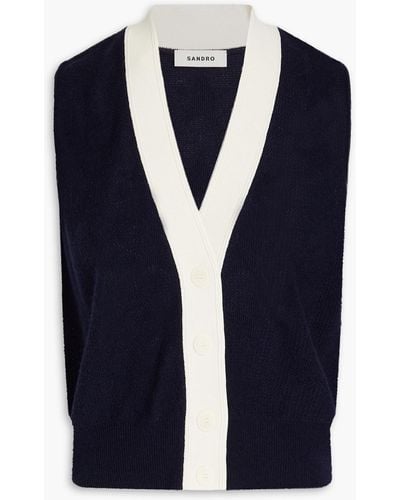 Sandro Two--tone Intarsia Wool And Cashmere-blend Vest - Blue