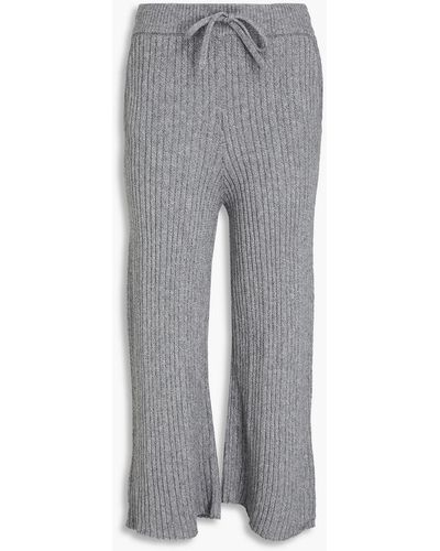 NAADAM Cropped Ribbed Cotton-blend Wide-leg Trousers - Grey