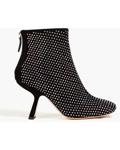 Nicholas Kirkwood Alba Crystal-embellished Suede Ankle Boots - Black