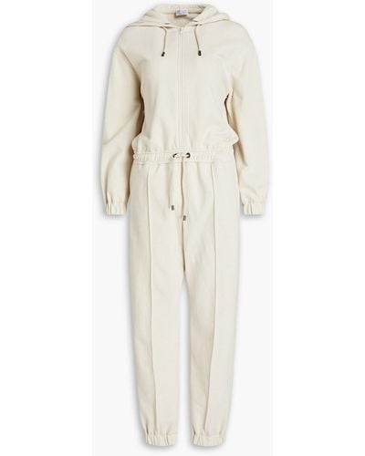 Brunello Cucinelli Bead-embellished French Cotton-terry Jumpsuit - White