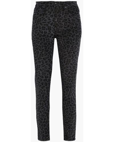 R13 Leopard-print Cotton-blend Corduroy Skinny Trousers - Black