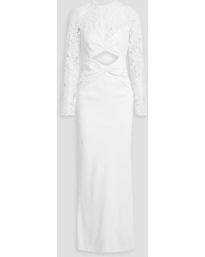 Rasario Cutout Corded Lace-paneled Crepe Maxi Dress - White