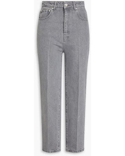 Officine Generale Ariane Cropped High-rise Straight-leg Jeans - Grey