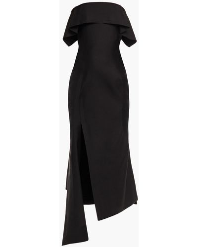 Lanvin Asymmetric Wool And Silk-blend Midi Dress - Black