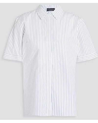 Emporio Armani Pinstriped Cotton-poplin Shirt - White