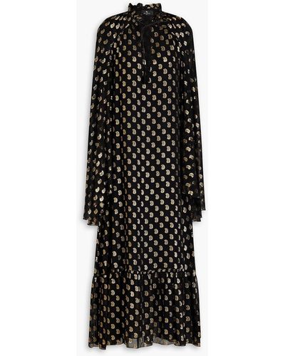 Etro Cape-effect Metallic Silk-blend Jacquard Maxi Dress - Black