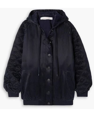 See By Chloé Quilted Shell Hooded Bomber Jacket - Blue