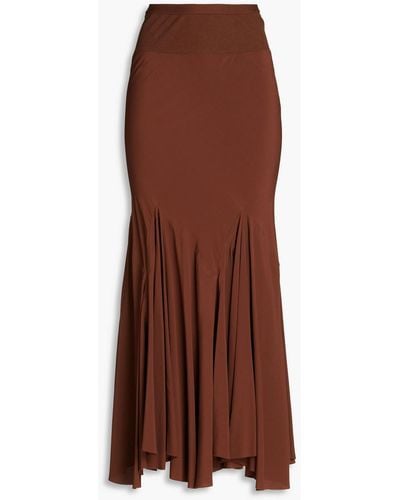 Rick Owens Pleated Crepe De Chine Maxi Skirt - Brown