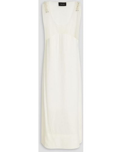 Simone Rocha Embellished Tulle-paneled Crepe De Chine Midi Dress - White