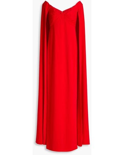Marchesa Cape-effect Crepe Gown - Red