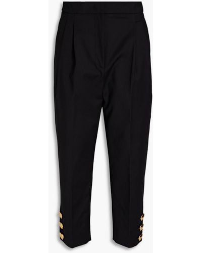 Moschino Cropped Cotton-blend Tapered Trousers - Black