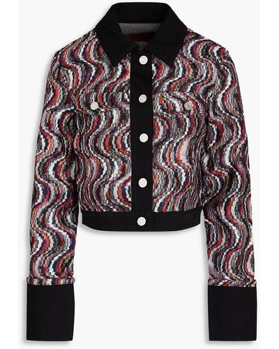 Missoni Cropped Denim And Crochet-knit Jacket - Black