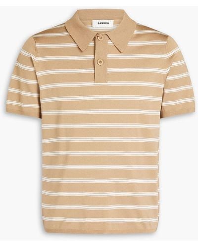 Sandro Striped Jersey Polo Shirt - Natural