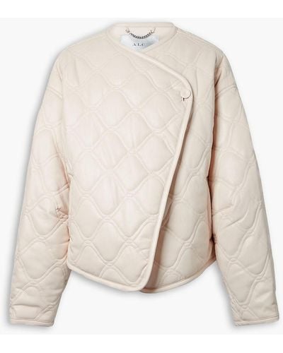 A.L.C. Emory Asymmetric Quilted Padded Faux Leather Jacket - Natural