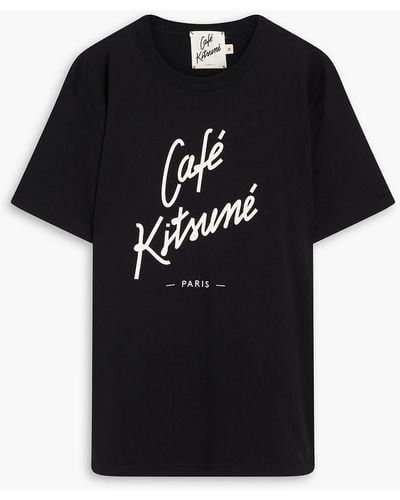 Café Kitsuné Logo-print Cotton-jersey T-shirt - Black