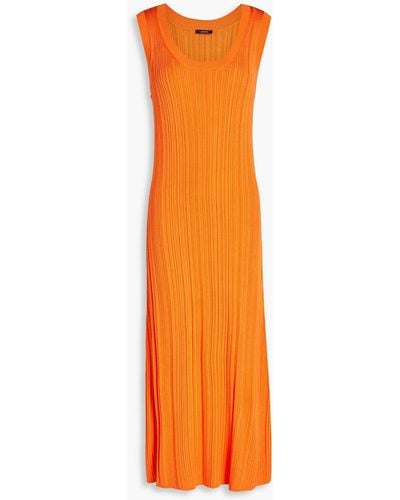JOSEPH Ribbed-knit Midi Dress - Orange