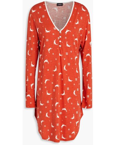 Cosabella Printed Pima Cotton And Modal-blend Jersey Nightdress - Red