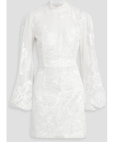 Costarellos Embroidered Tulle Mini Dress - White