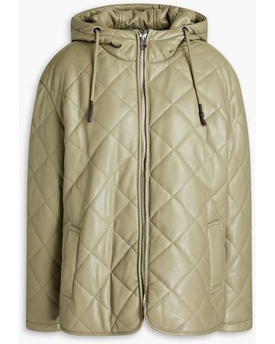 Jakke Becky Quilted Faux Leather Hooded Jacket - Green