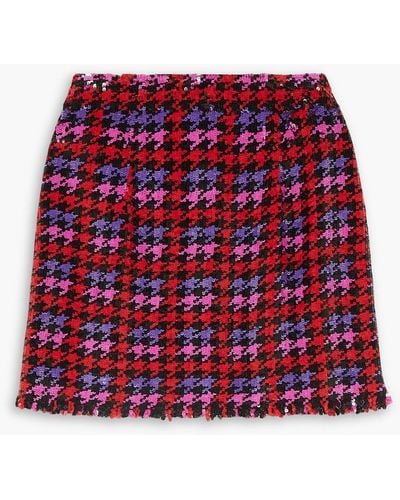 Ashish Houndstooth Sequined Georgette Mini Skirt - Red