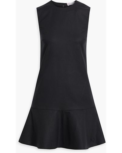 RED Valentino Fluted Bow-detailed Cotton-blend Mini Dress - Black