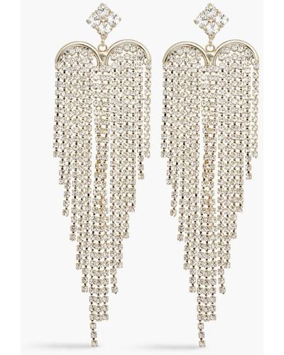 Rosantica Fringed Gold-tone Crystal Earrings - White