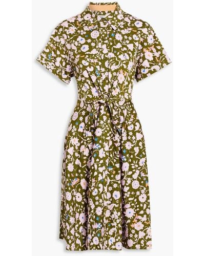 Diane von Furstenberg Albus Floral-print Cotton-blend Poplin Mini Shirt Dress - Metallic