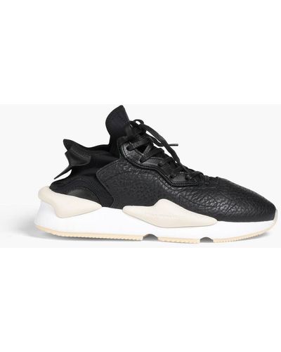 Y-3 Kaiwa Neoprene And Textured-leather Sneakers - Black