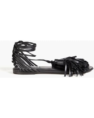 Jil Sander Tasselled Leather Sandals - Black