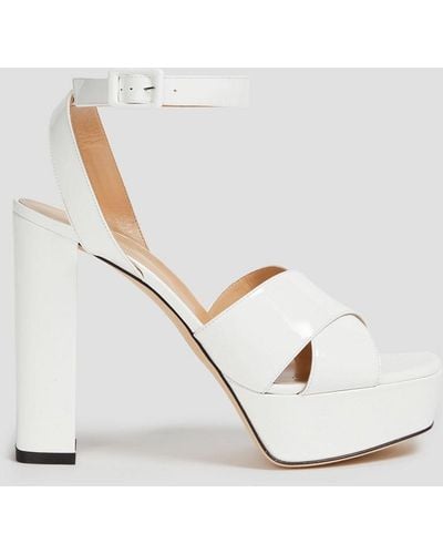 Sergio Rossi Vernice Patent-leather Platform Sandals - White