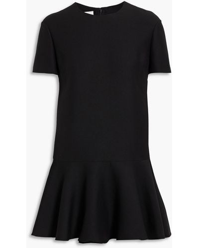 Valentino Garavani Fluted Wool And Silk-blend Crepe Mini Dress - Black
