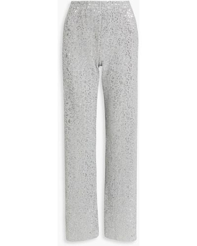 Stine Goya Markus Sequined Knitted Straight-leg Trousers - Grey