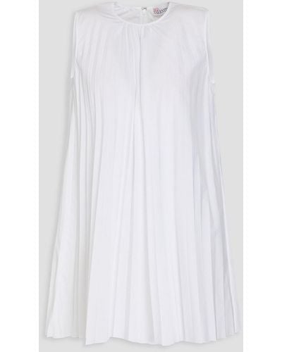 RED Valentino Pleated Cotton-blend Poplin Top - White