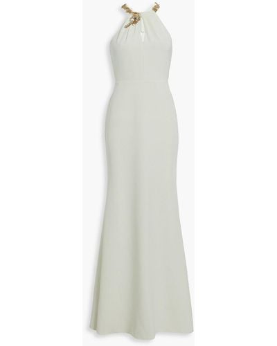 Marchesa Embellished Crepe Gown - White