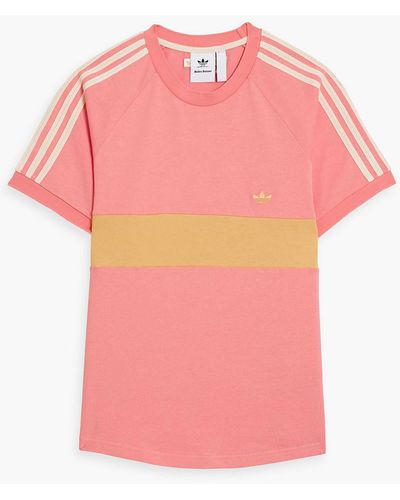 adidas Originals Striped Cotton-jersey T-shirt - Pink