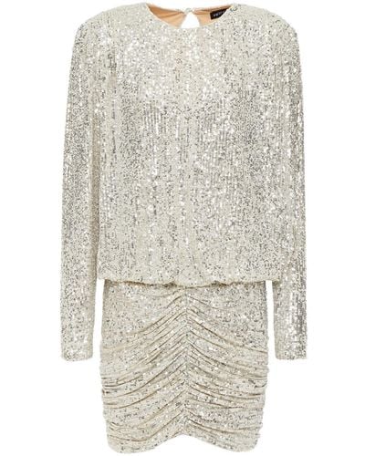 retroféte Retrofête Flynn Ruched Sequined Tulle Mini Dress - Metallic