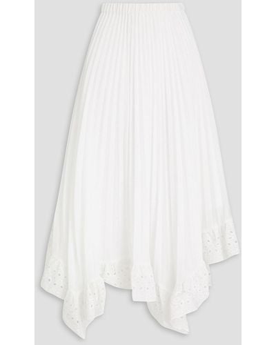 Claudie Pierlot Broderie Anglaise-paneled Mousseline Midi Skirt - White
